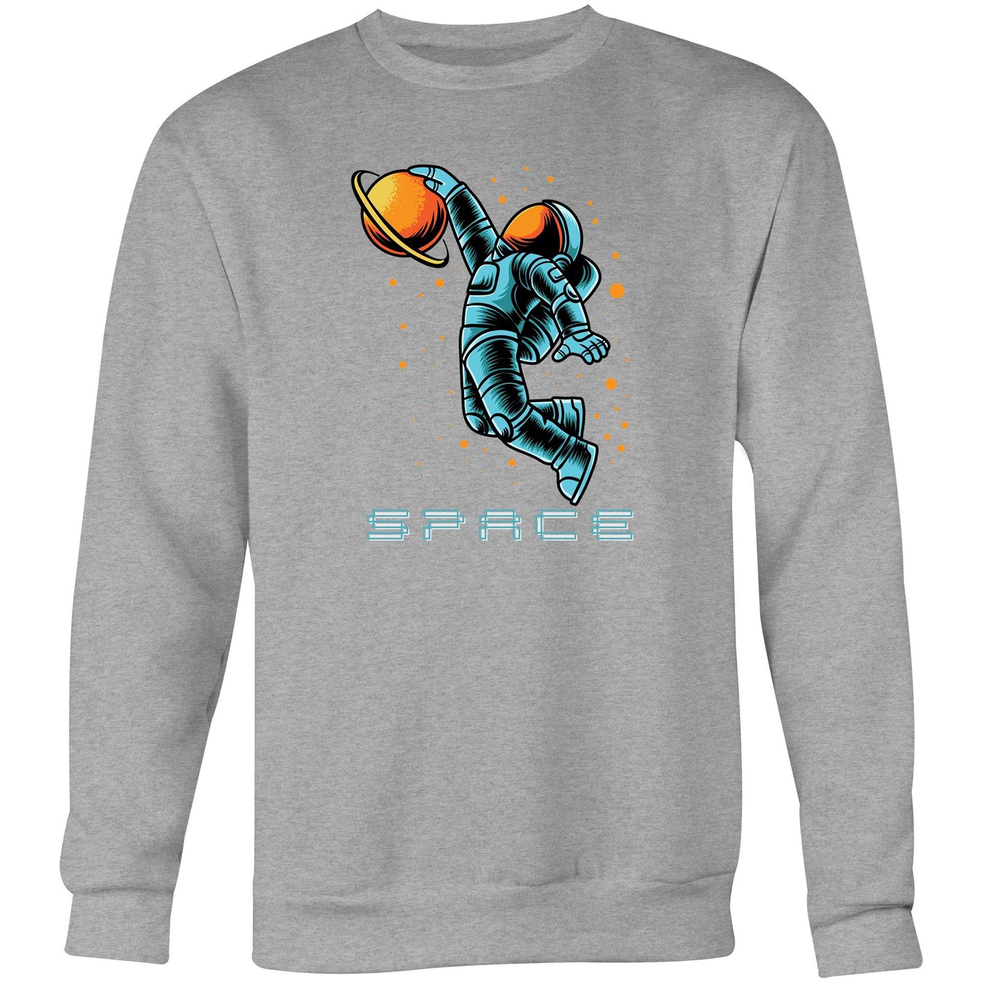 Astronaut Basketball - Crew Sweatshirt Grey Marle Sweatshirt Space