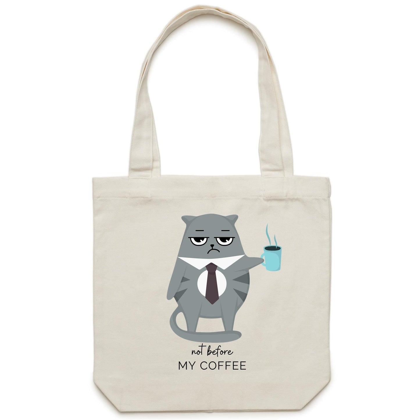 Not Before My Coffee, Cranky Cat - Canvas Tote Bag Default Title Tote Bag animal Coffee