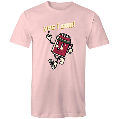 Yes I Can! - Mens T-Shirt Pink Mens T-shirt Motivation Retro
