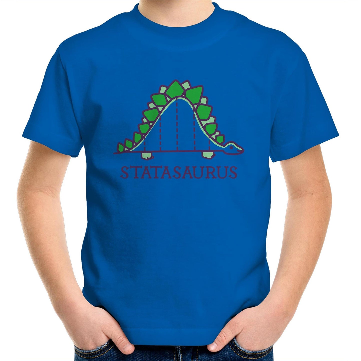 Statasaurus - Kids Youth Crew T-Shirt Bright Royal Kids Youth T-shirt animal Maths Science