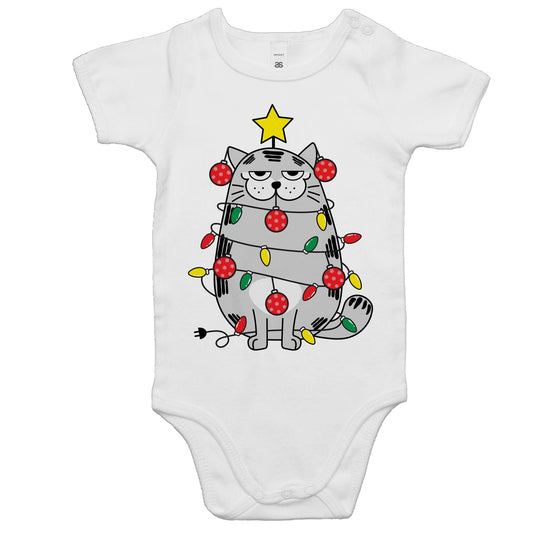 Christmas Cat - Baby Onesie Romper White Christmas Baby Bodysuit Merry Christmas