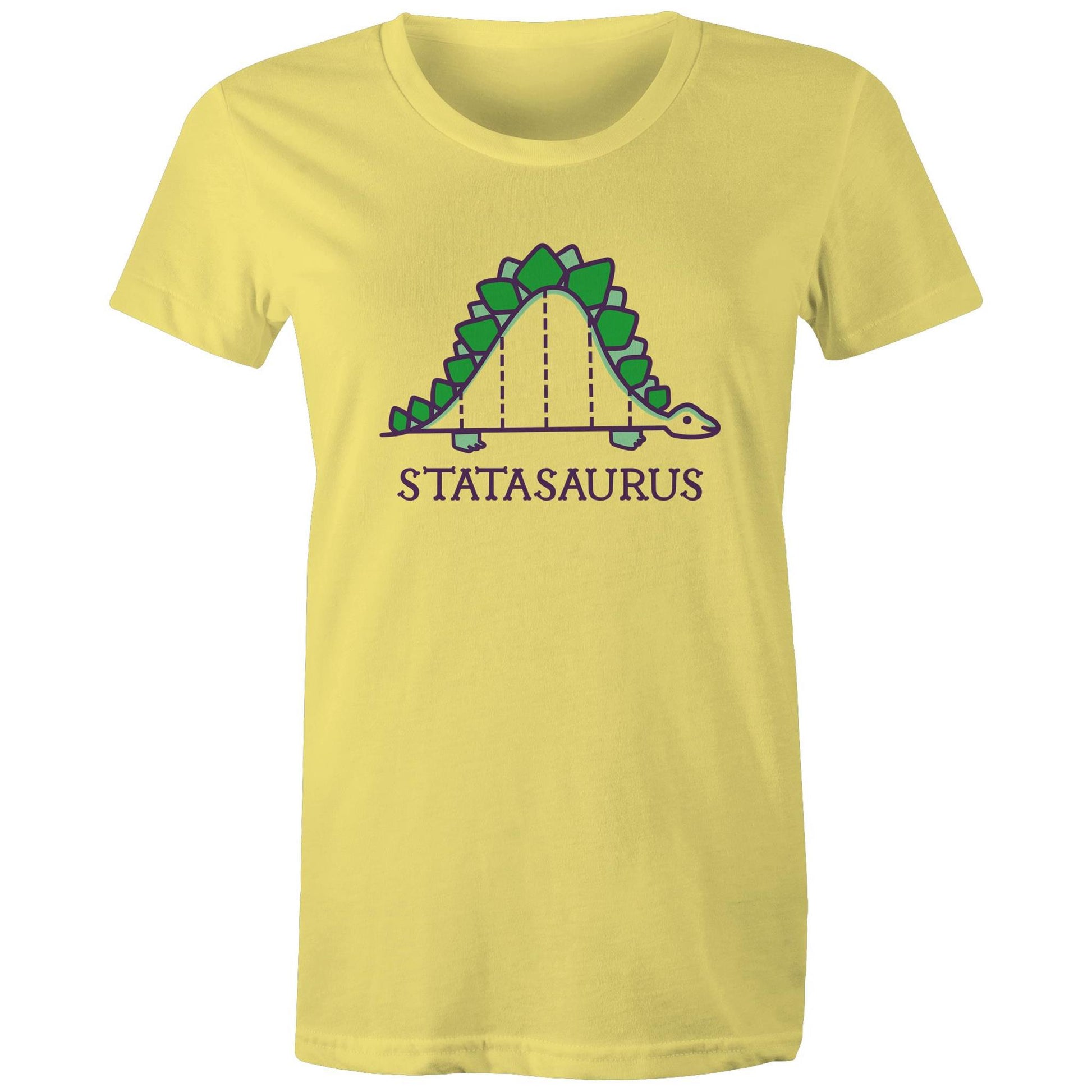 Statasaurus - Womens T-shirt Yellow Womens T-shirt animal Maths Science