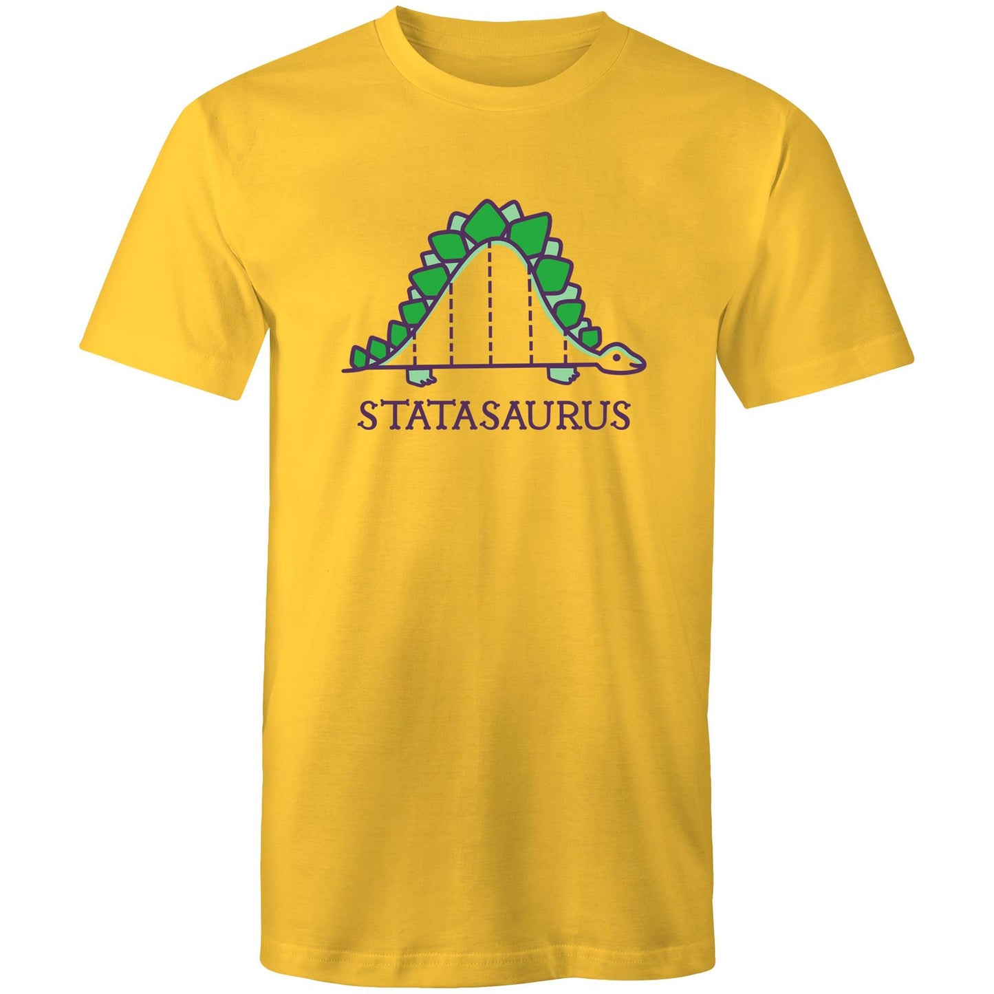 Statasaurus - Mens T-Shirt Yellow Mens T-shirt animal Maths Science