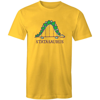 Statasaurus - Mens T-Shirt Yellow Mens T-shirt animal Maths Science