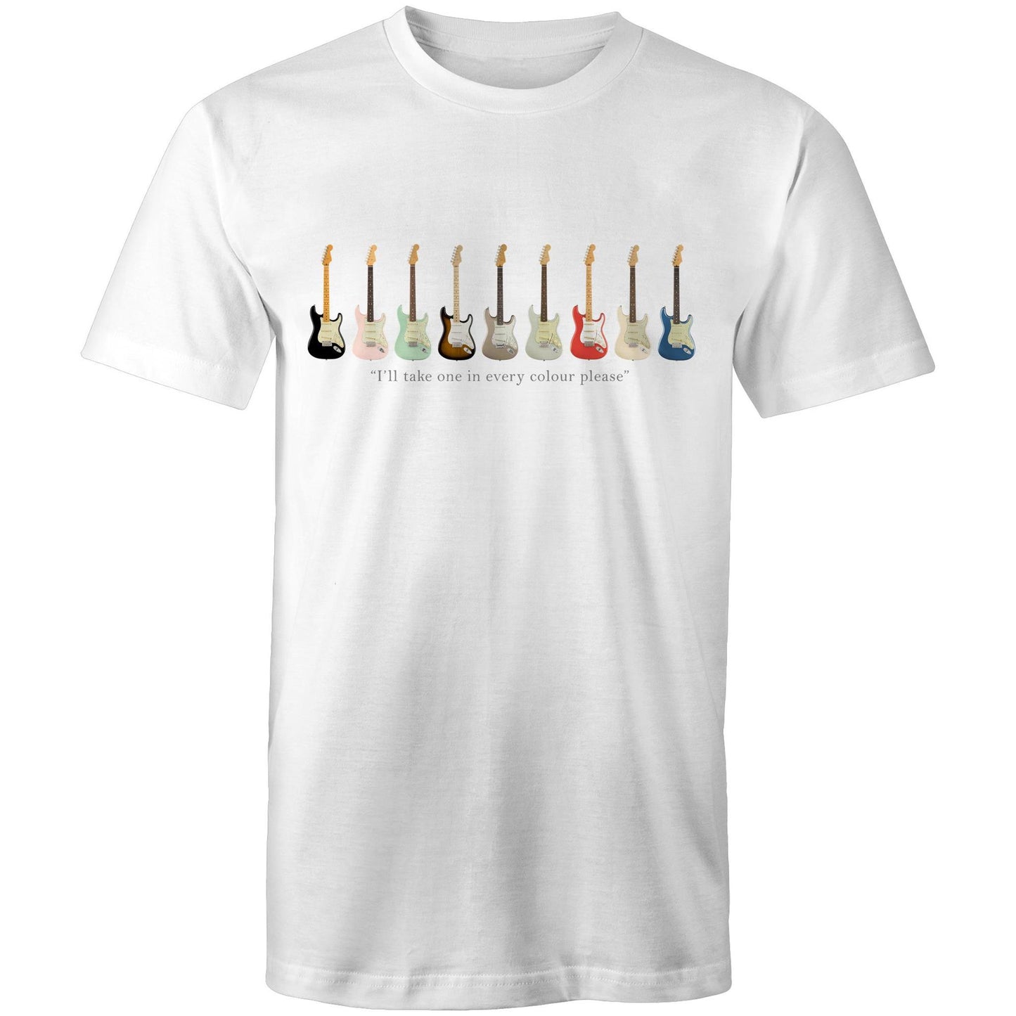 Guitars In Every Colour - Mens T-Shirt White Mens T-shirt Music