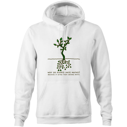 Square Roots - Pocket Hoodie Sweatshirt White Hoodie Maths Plants Science