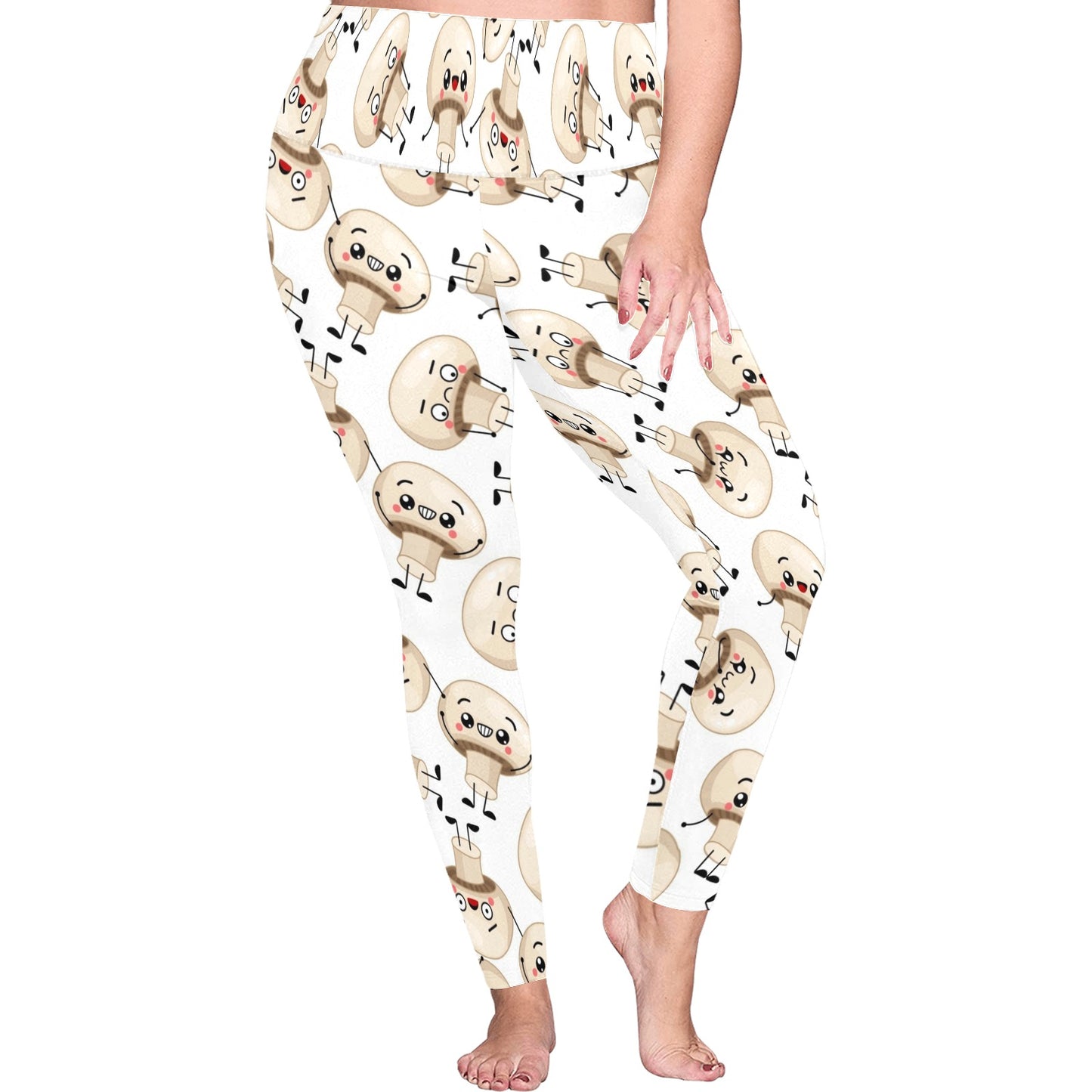 Cute Mushrooms - Women's Plus Size High Waist Leggings Women's Plus Size High Waist Leggings Food