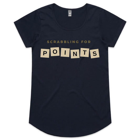 Scrabbling For Points - Womens Scoop Neck T-Shirt Navy Womens Scoop Neck T-shirt Games