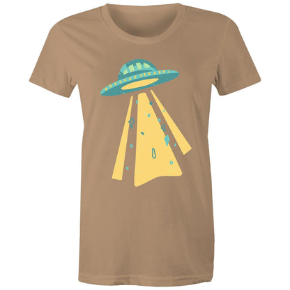 UFO - Women's Maple Tee Tan Womens T-shirt Retro Sci Fi Space Womens