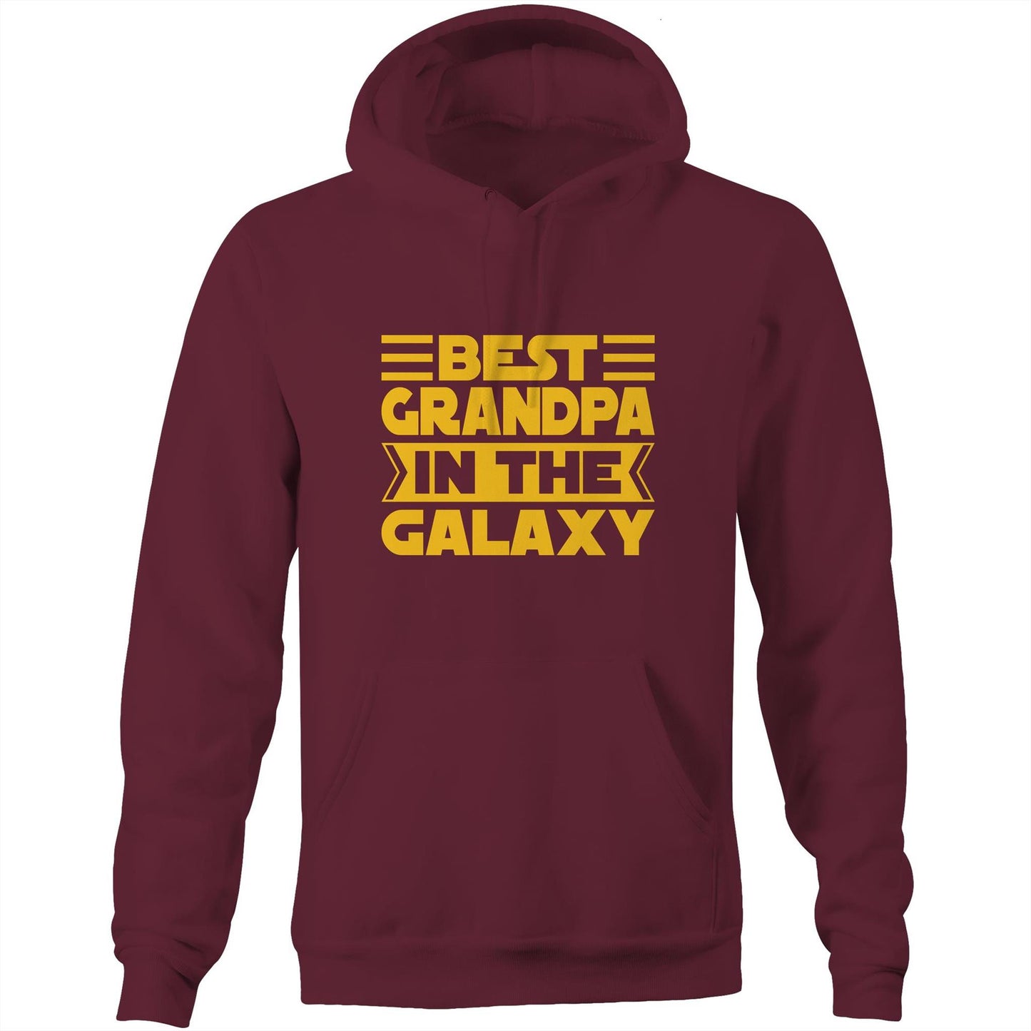Best Grandpa In The Galaxy - Pocket Hoodie Sweatshirt Burgundy Hoodie Dad