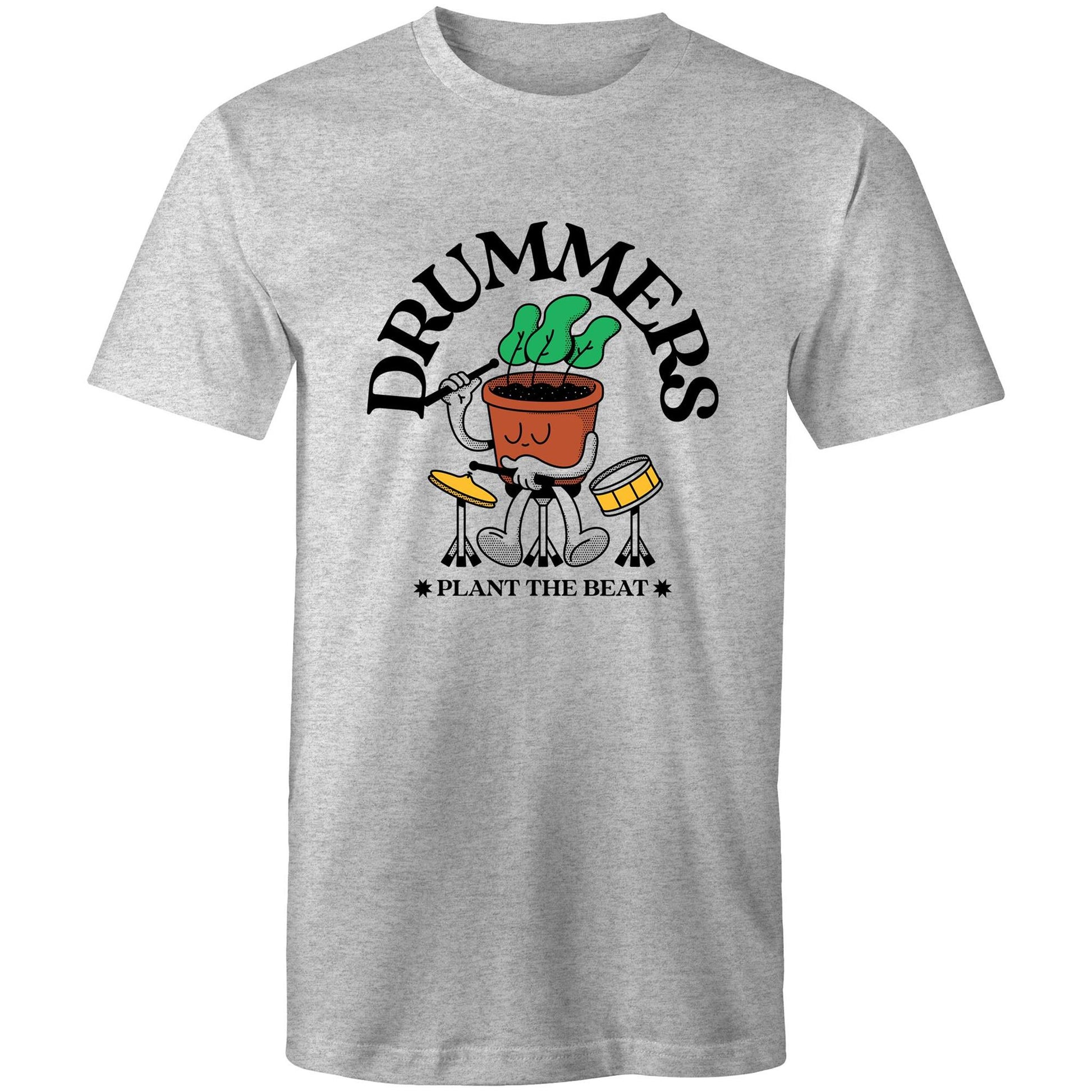 Drummers - Mens T-Shirt Grey Marle Mens T-shirt Music Plants