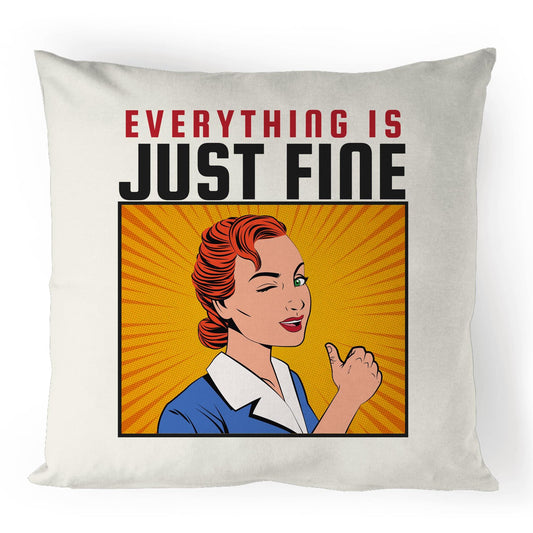 Everything Is Just Fine - 100% Linen Cushion Cover Default Title Linen Cushion Cover comic Retro
