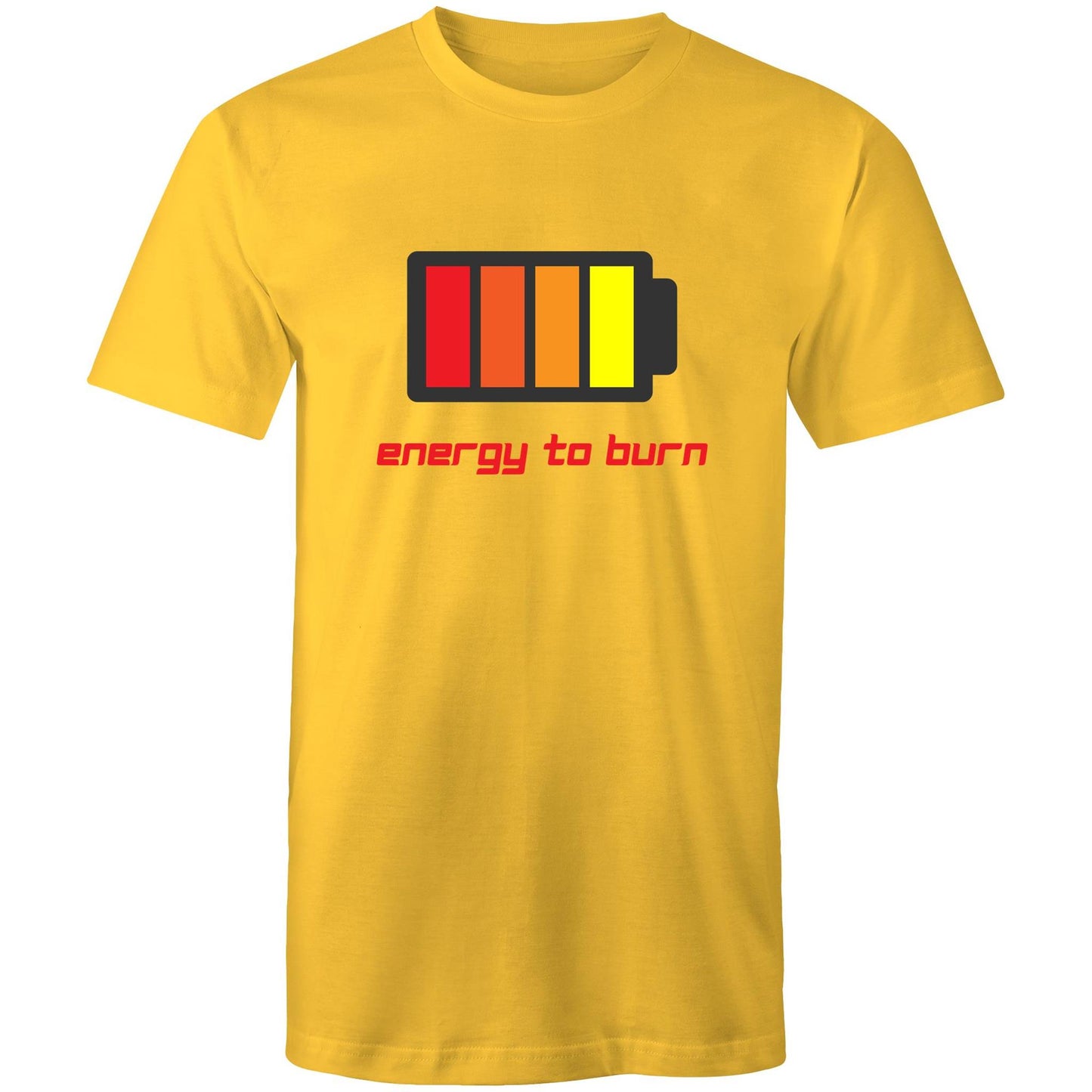 Energy To Burn - Mens T-Shirt Yellow Mens T-shirt Funny Mens