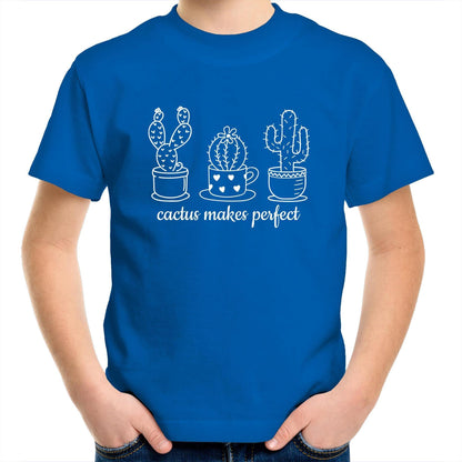 Cactus Makes Perfect - Kids Youth Crew T-Shirt Bright Royal Kids Youth T-shirt Plants