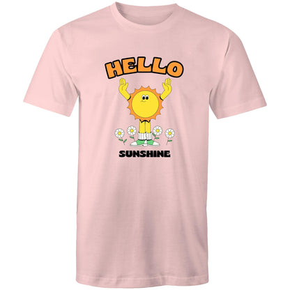 Hello Sunshine - Mens T-Shirt Pink Mens T-shirt Retro Summer
