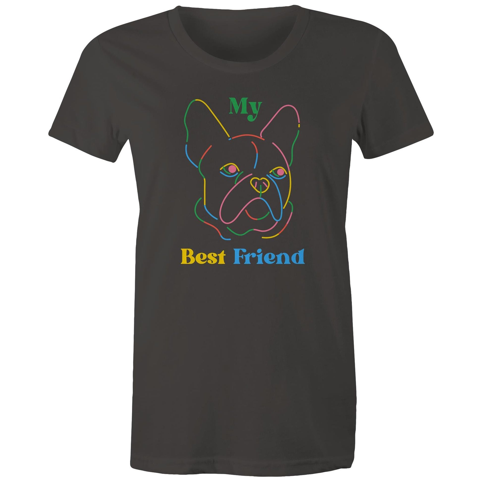 My Best Friend, Dog - Womens T-shirt Charcoal Womens T-shirt animal