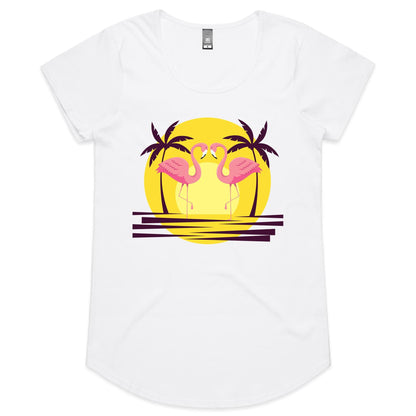 Flamingo Love - Womens Scoop Neck T-Shirt White Womens Scoop Neck T-shirt animal Retro Summer Womens