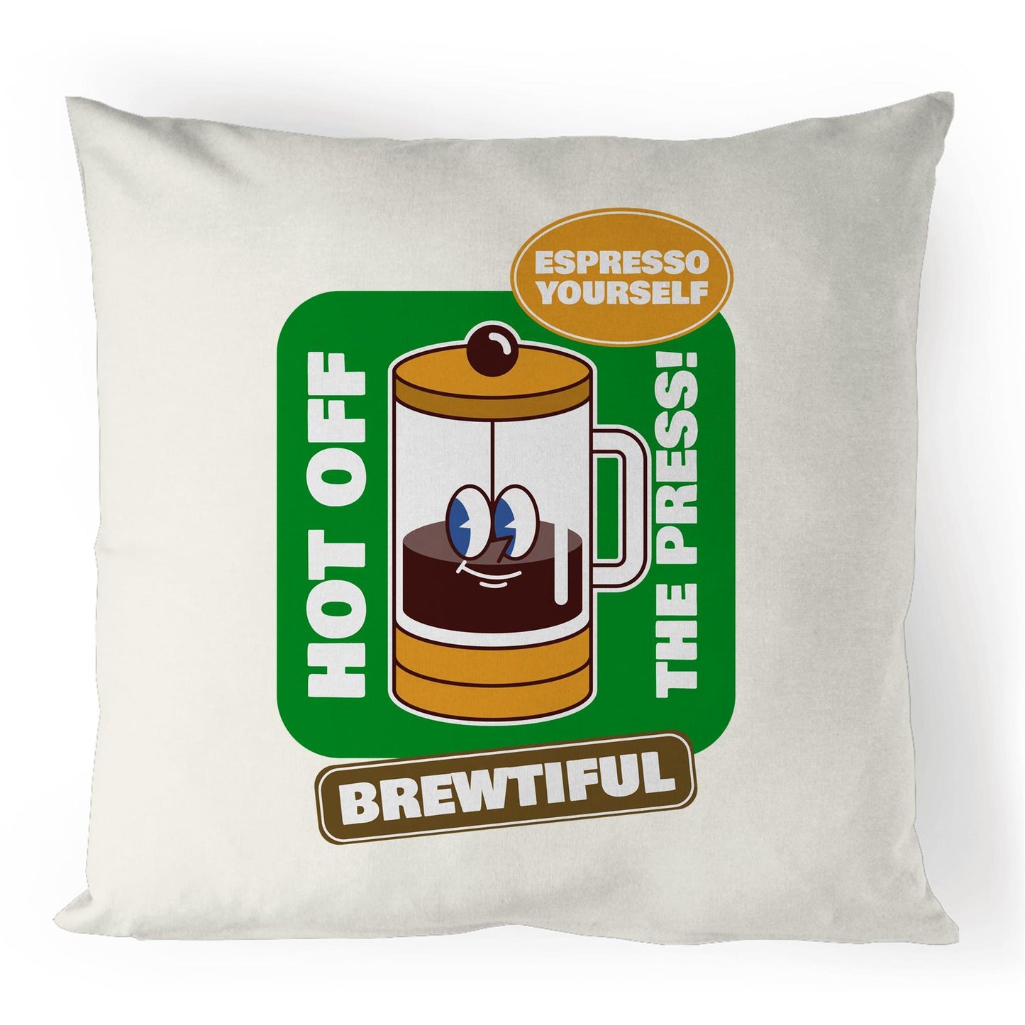 Brewtiful, Espresso Yourself - 100% Linen Cushion Cover Default Title Linen Cushion Cover Coffee