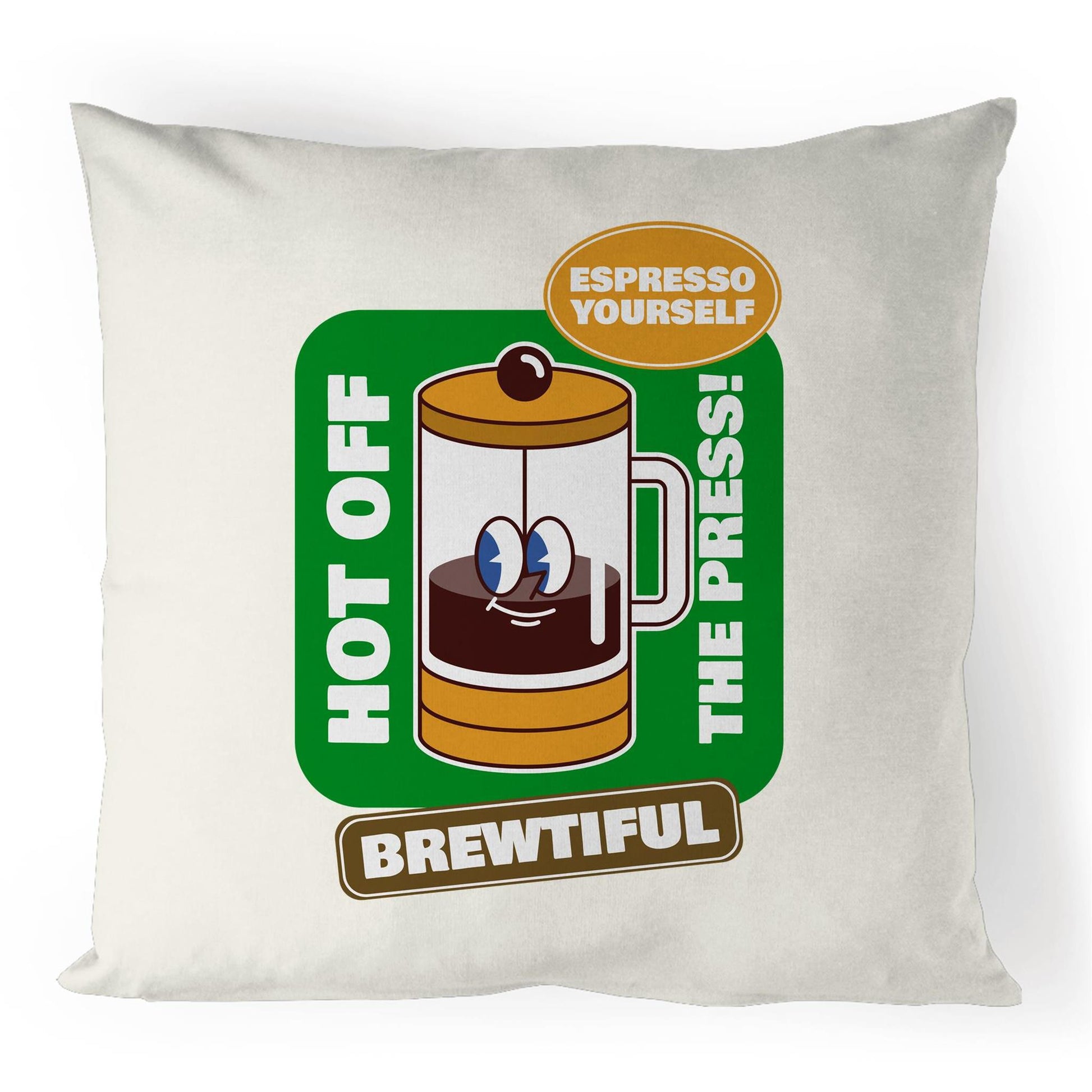 Brewtiful, Espresso Yourself - 100% Linen Cushion Cover Default Title Linen Cushion Cover Coffee