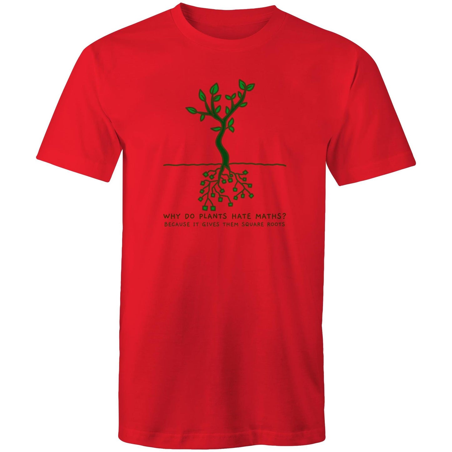Square Roots - Mens T-Shirt Red Mens T-shirt Maths Plants Science