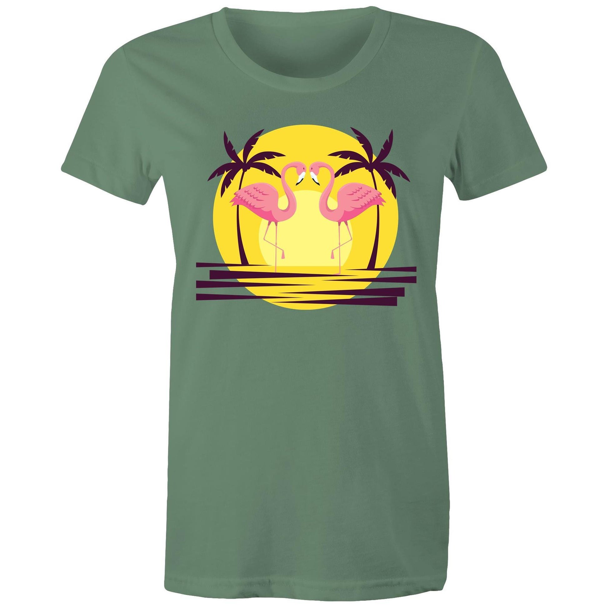 Flamingo Love - Women's T-shirt Sage Womens T-shirt animal Retro Summer Womens