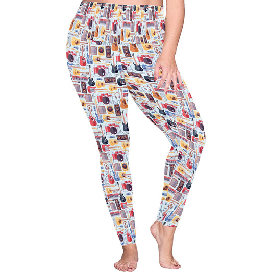 Music Instruments - Women's Plus Size High Waist Leggings Women's Plus Size High Waist Leggings Music Printed Offshore