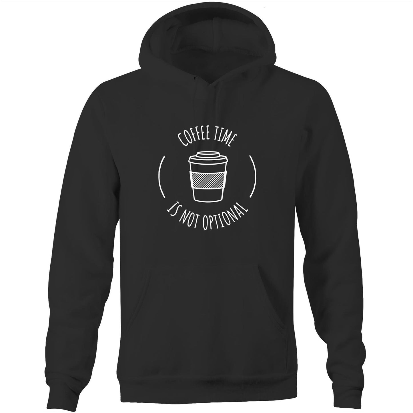 Coffee Time - Pocket Hoodie Sweatshirt Black Hoodie Coffee Funny Mens Womens