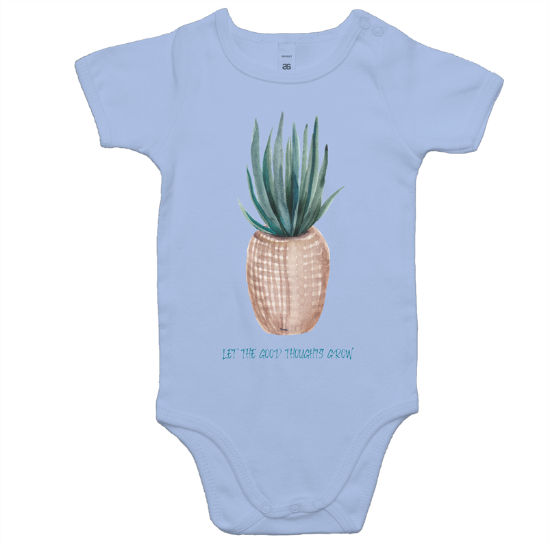 Let The Good Thoughts Grow - Baby Bodysuit Powder Blue Baby Bodysuit kids Plants