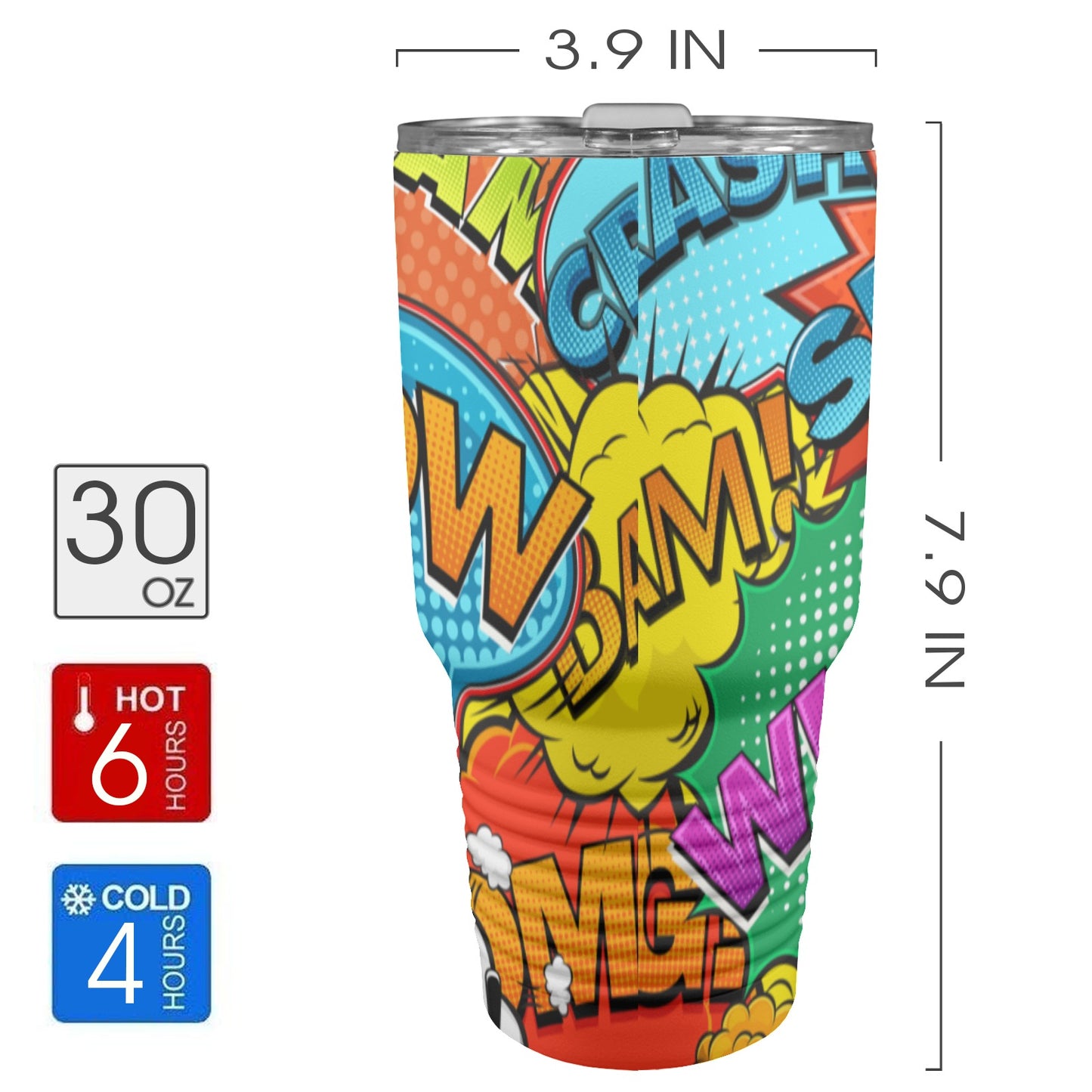 Comic Book 2 - 30oz Insulated Stainless Steel Mobile Tumbler 30oz Insulated Stainless Steel Mobile Tumbler comic Printed Offshore