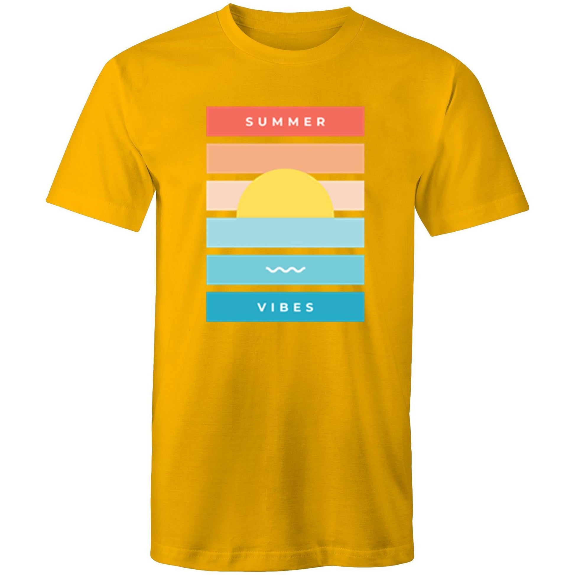 Summer Vibes - Mens T-Shirt Gold Mens T-shirt Mens Retro Summer