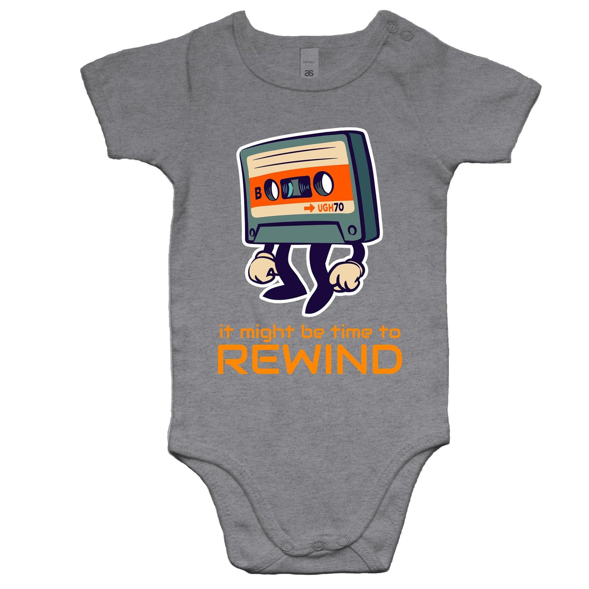 It Might Be Time To Rewind - Baby Bodysuit Grey Marle Baby Bodysuit Music Retro