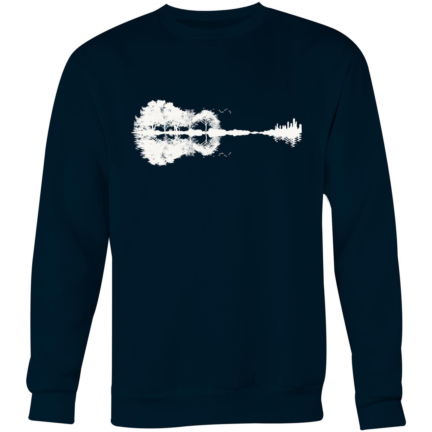 Guitar Reflection - Crew Sweatshirt Navy Sweatshirt Music