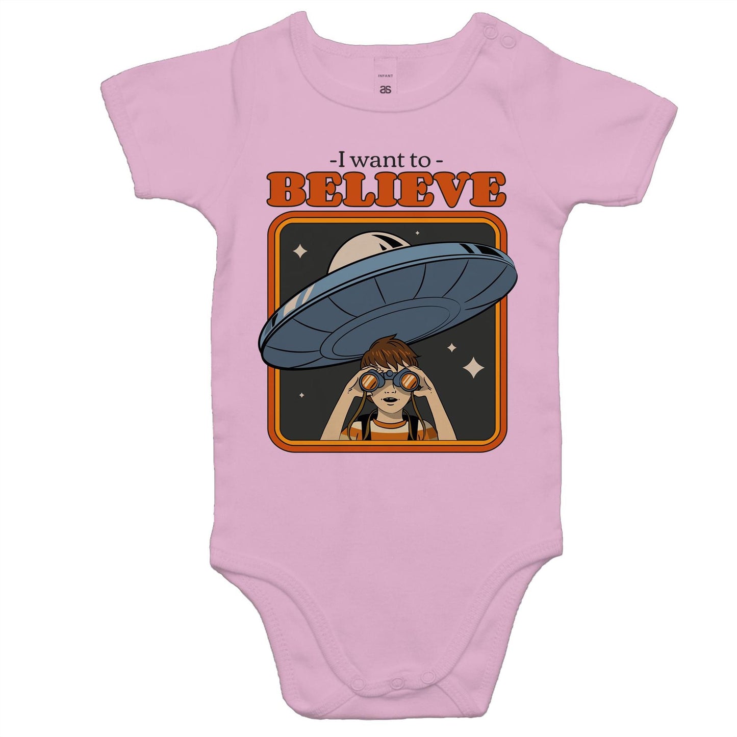 I Want To Believe - Baby Bodysuit Pink Baby Bodysuit Sci Fi