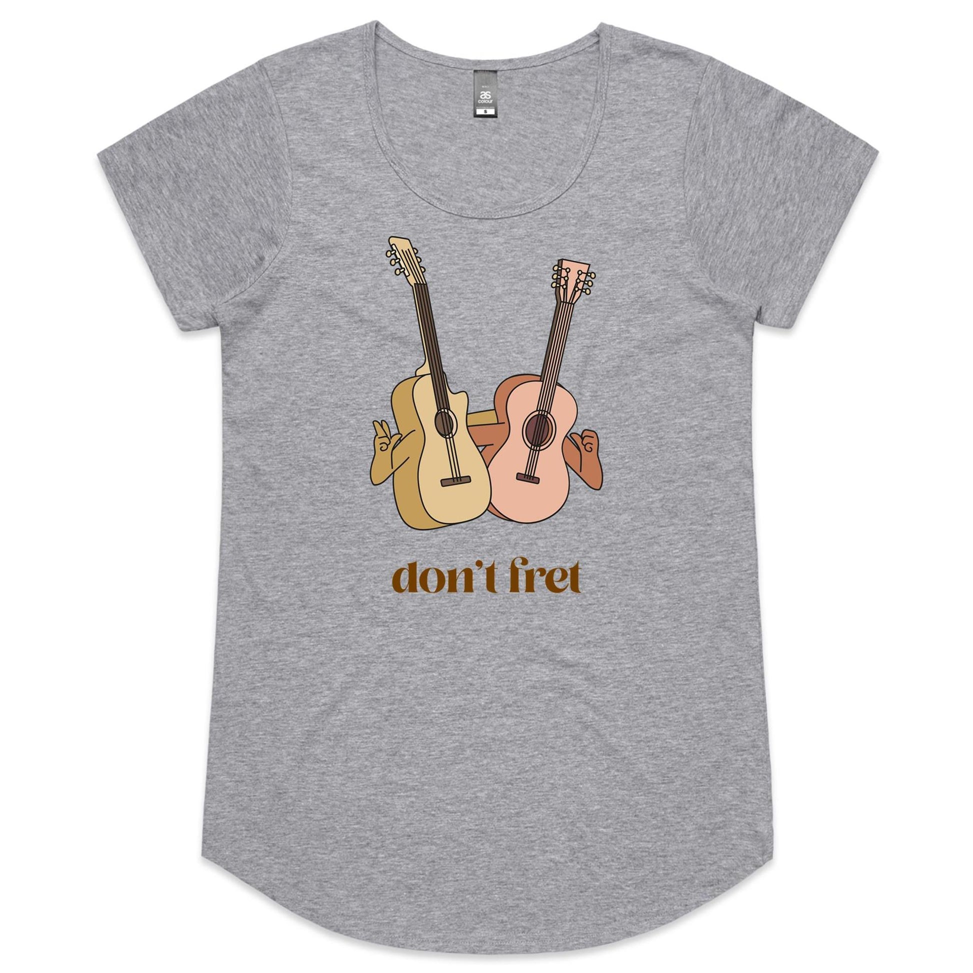 Don't Fret - Womens Scoop Neck T-Shirt Grey Marle Womens Scoop Neck T-shirt Music