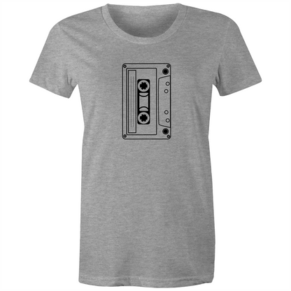 Cassette - Women's T-shirt Grey Marle Womens T-shirt Music Retro Womens