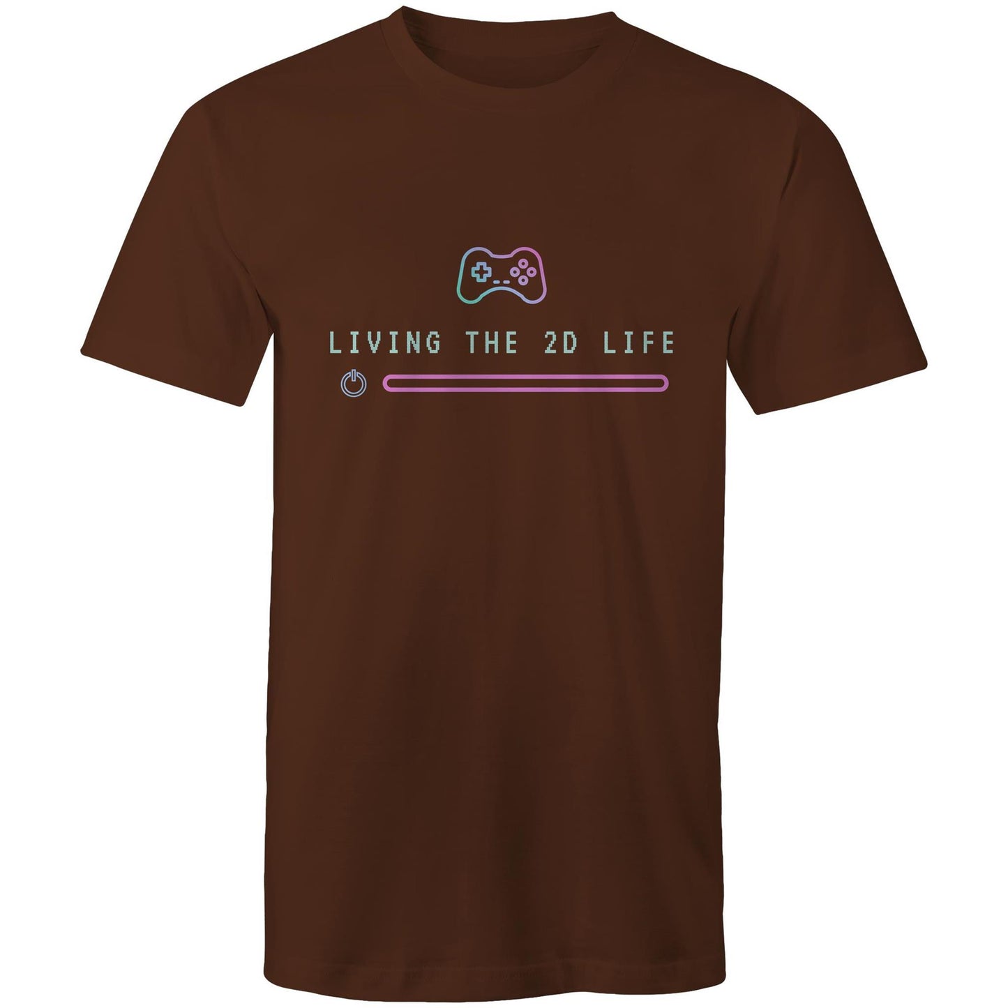 Living The 2D Life - Mens T-Shirt Dark Chocolate Mens T-shirt Games Tech