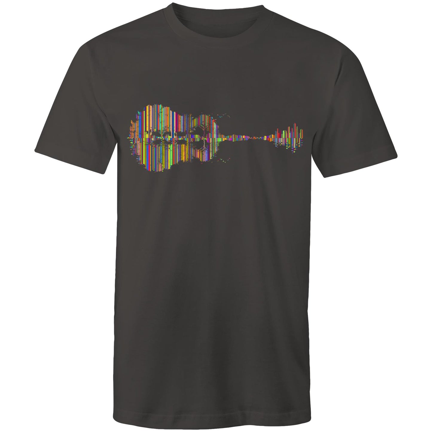 Guitar Reflection In Colour - Mens T-Shirt Charcoal Mens T-shirt Music