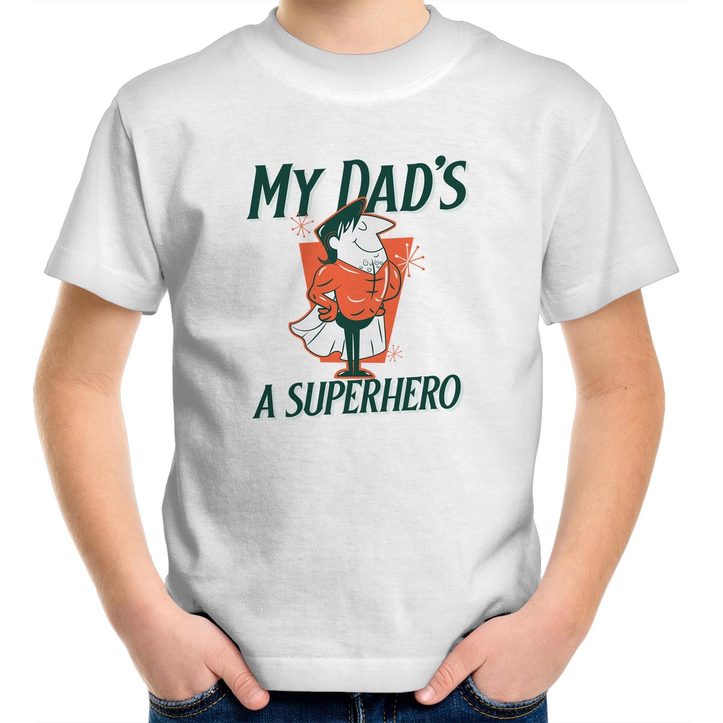 My Dad's A Superhero - Kids Youth Crew T-Shirt White Kids Youth T-shirt Dad