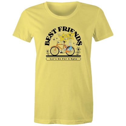 Best Friends - Womens T-shirt Yellow Womens T-shirt Retro