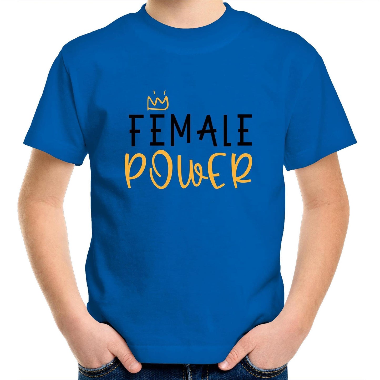 Female Power - Kids Youth Crew T-Shirt Bright Royal Kids Youth T-shirt