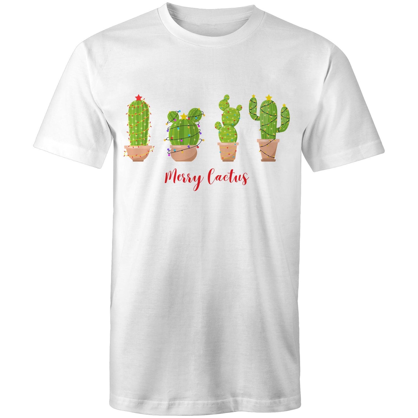 Merry Cactus - Mens T-Shirt White Christmas Mens T-shirt Merry Christmas