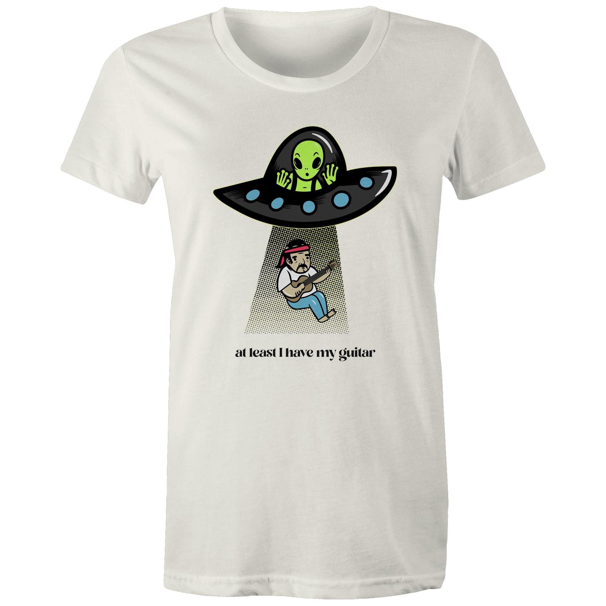 Guitarist Alien Abduction - Womens T-shirt Natural Womens T-shirt Music Sci Fi