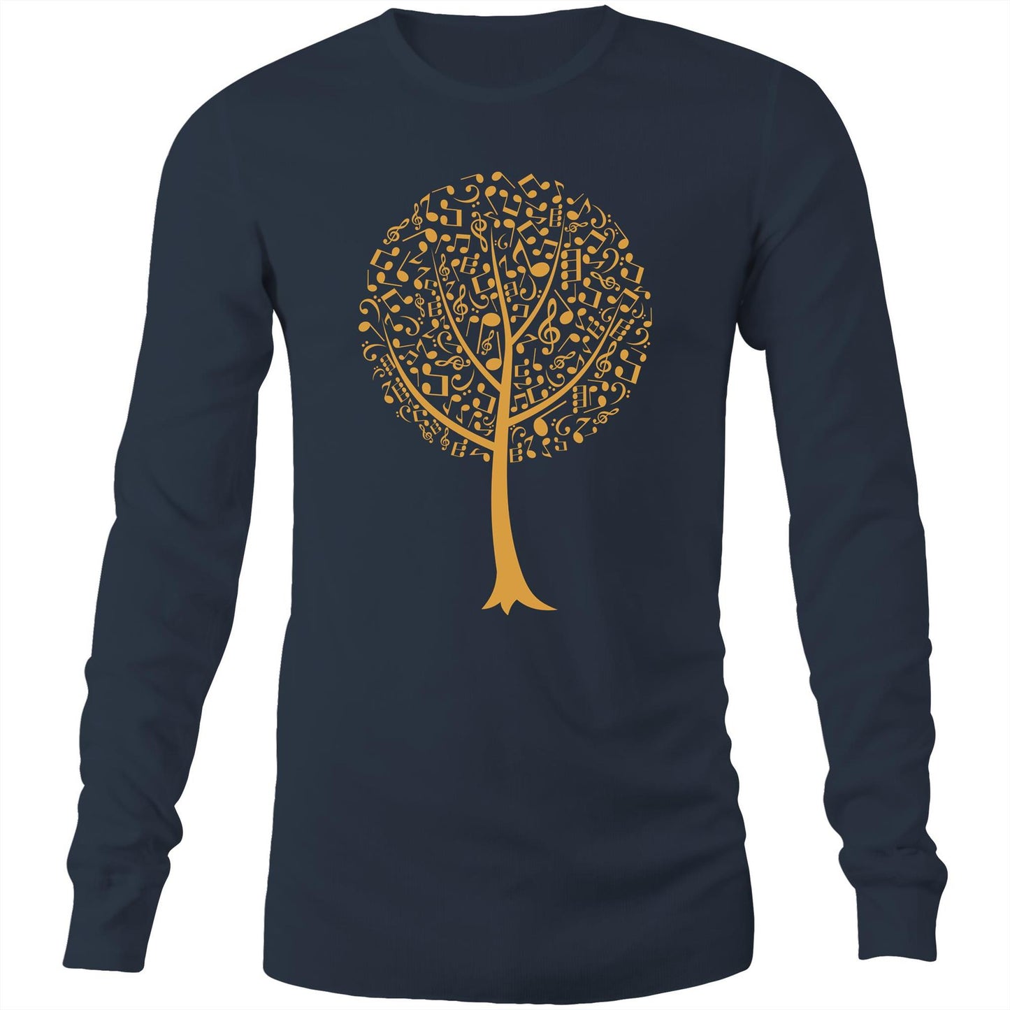 Music Tree - Long Sleeve T-Shirt Navy Unisex Long Sleeve T-shirt Mens Music Plants Womens