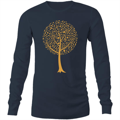 Music Tree - Long Sleeve T-Shirt Navy Unisex Long Sleeve T-shirt Mens Music Plants Womens