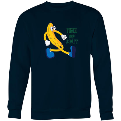 Banana, Time To Split - Crew Sweatshirt Navy Sweatshirt Funny