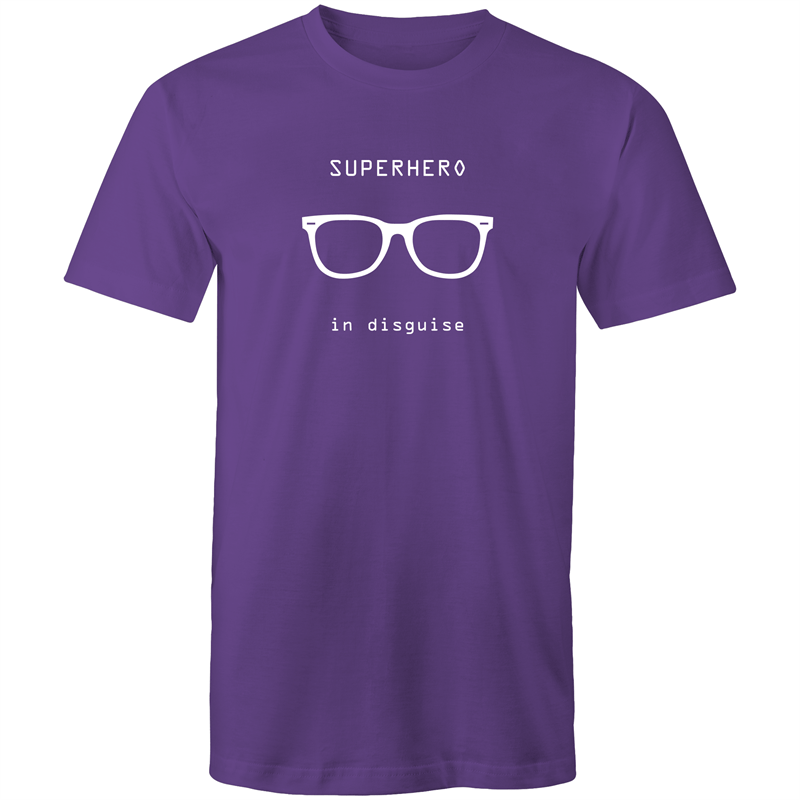 Superhero In Disguise - Mens T-Shirt Purple Mens T-shirt comic Funny Mens