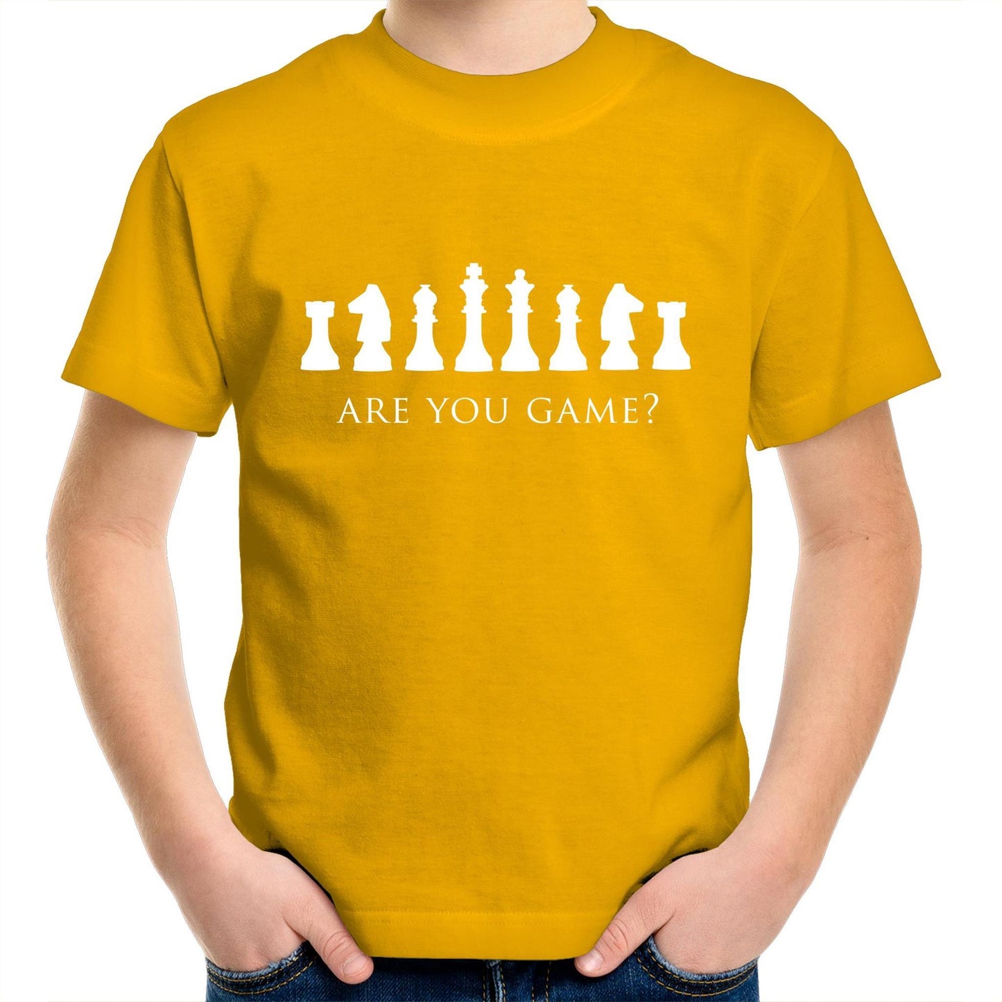 Are You Game - Kids Youth Crew T-shirt Gold Kids Youth T-shirt Chess