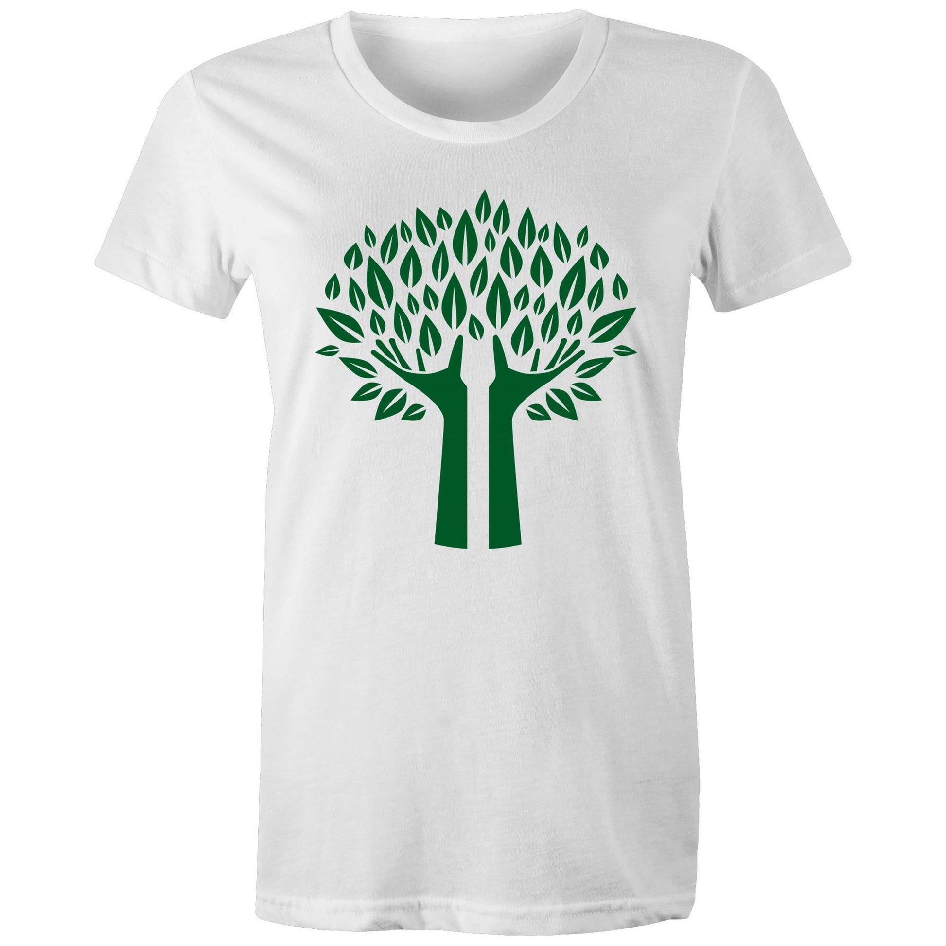 Green Tree - Women's Maple Tee White Womens T-shirt Environment Plants Womens