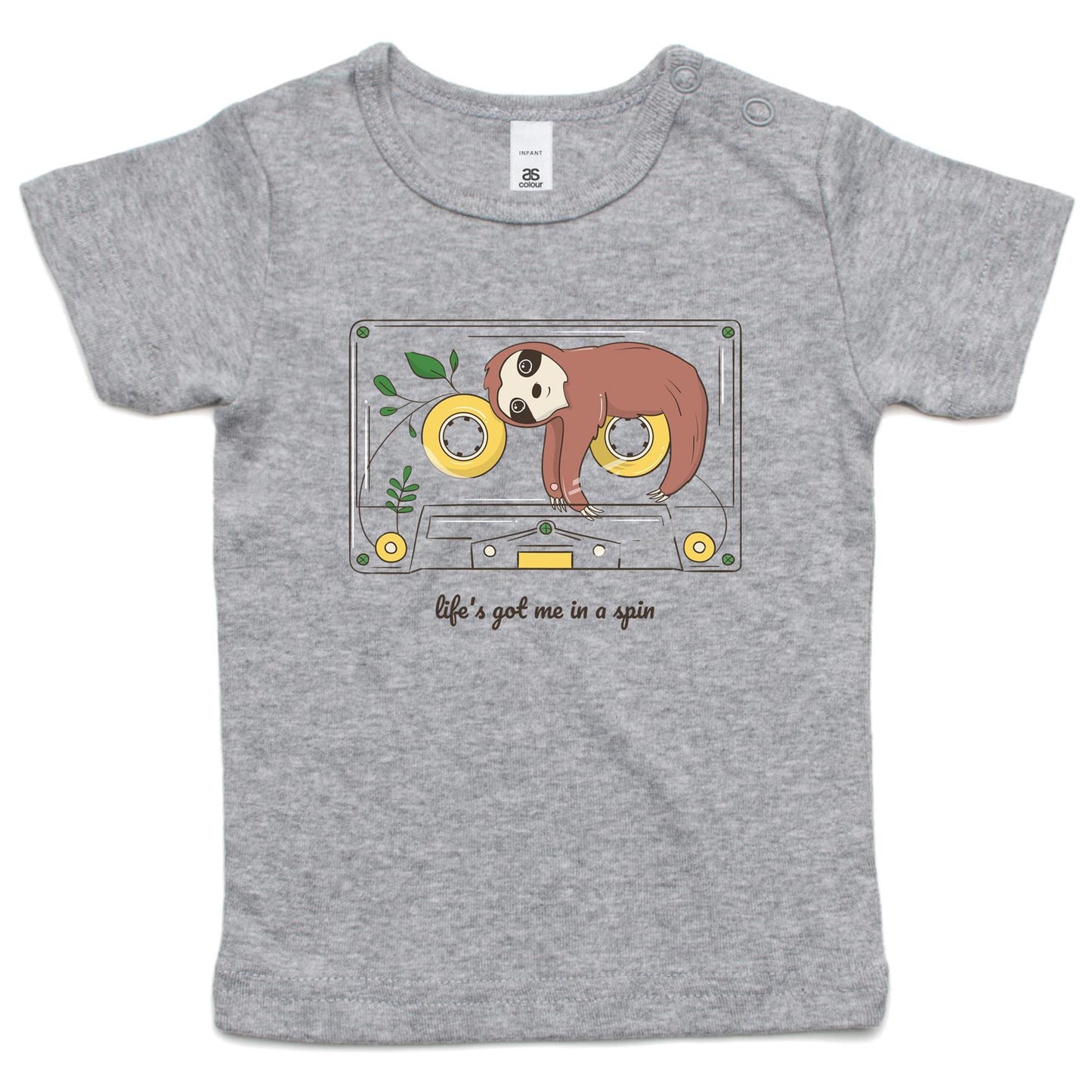Cassette, Life's Got Me In A Spin - Baby T-shirt Grey Marle Baby T-shirt animal Music Retro