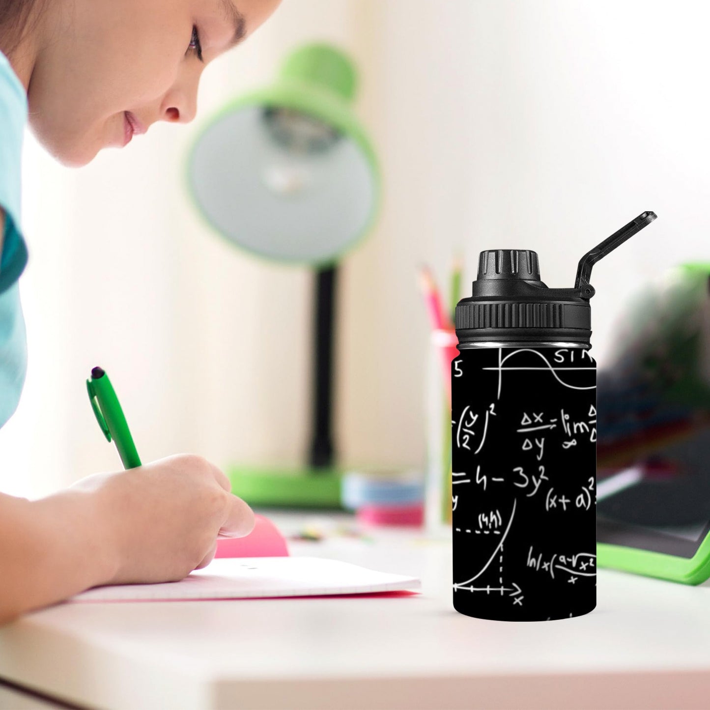 Equations - Kids Water Bottle with Chug Lid (12 oz) Kids Water Bottle with Chug Lid